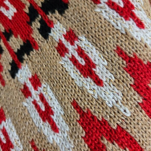 Charter Club Leopard Red Gold Fairisle Cotton Blend Pullover Sweater Size L - Picture 5 of 9